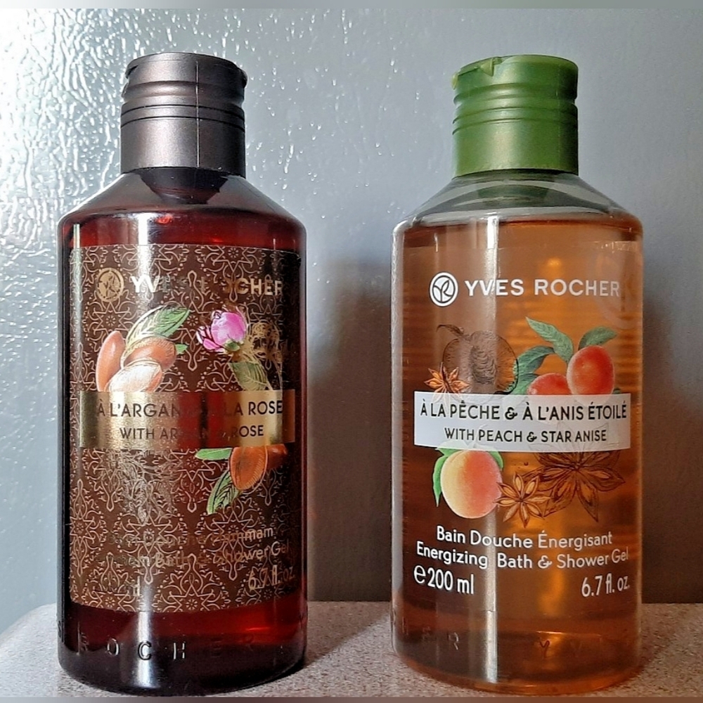 Yves Rocher Argan/Rose & Peach/Star Anise Bath & Shower Gel 6.7oz.